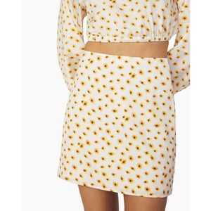 NWT Revolve WeWoreWhat Floral Mini Slip Skirt Women's S Cream Yellow Daisy High